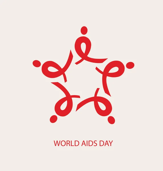 DÍA MUNDIAL DEL SIDA. Cinta de SIDA arreglada como una estrella. vector para Diseño de Logo . — Archivo Imágenes Vectoriales