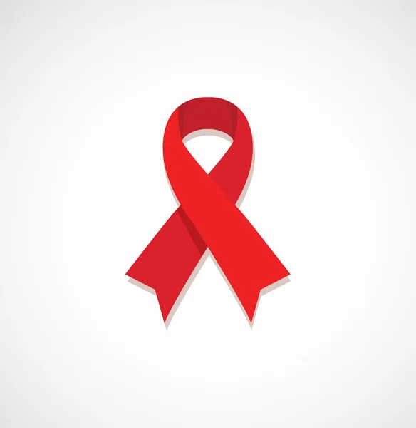 Nastro rosso HIV, AIDS isolato su grigio — Vettoriale Stock