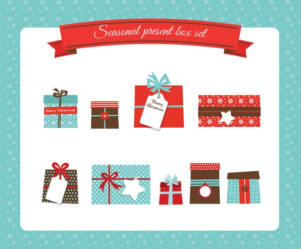 Navidad y año nuevo caja de regalo — Vector de stock