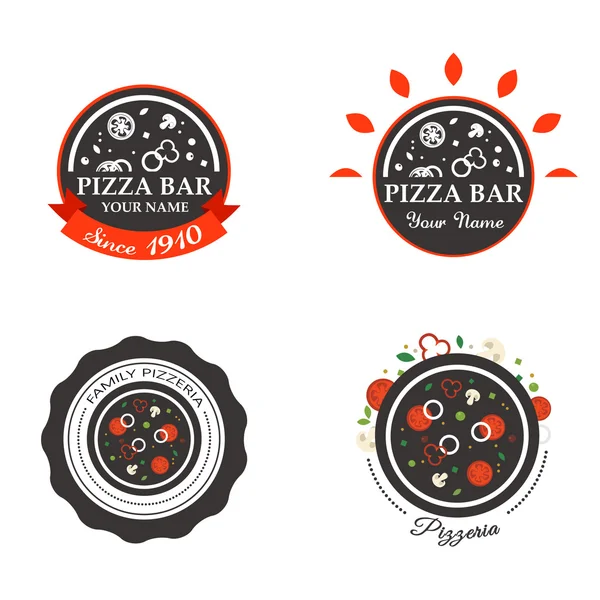 Pizzaria Restaurante Loja Elemento de Design em estilo Vintage para Logotipo, Etiqueta, Emblema, Camisas e outros projetos . — Vetor de Stock