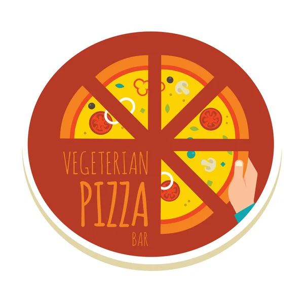 Ilustración de pizza hecha a mano. icono de pizza para un restaurante italiano pzzeria — Vector de stock