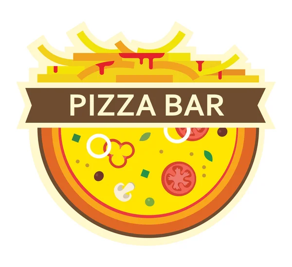Пицца и картошка фри. значок для пиццерии — стоковый вектор
