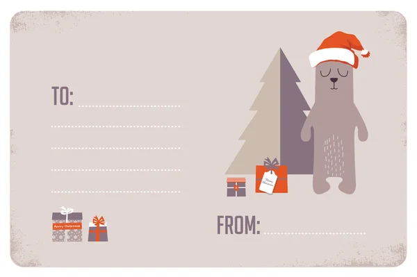 Neşeli Noel kartı tasarımı. vektör çizim — Stok Vektör