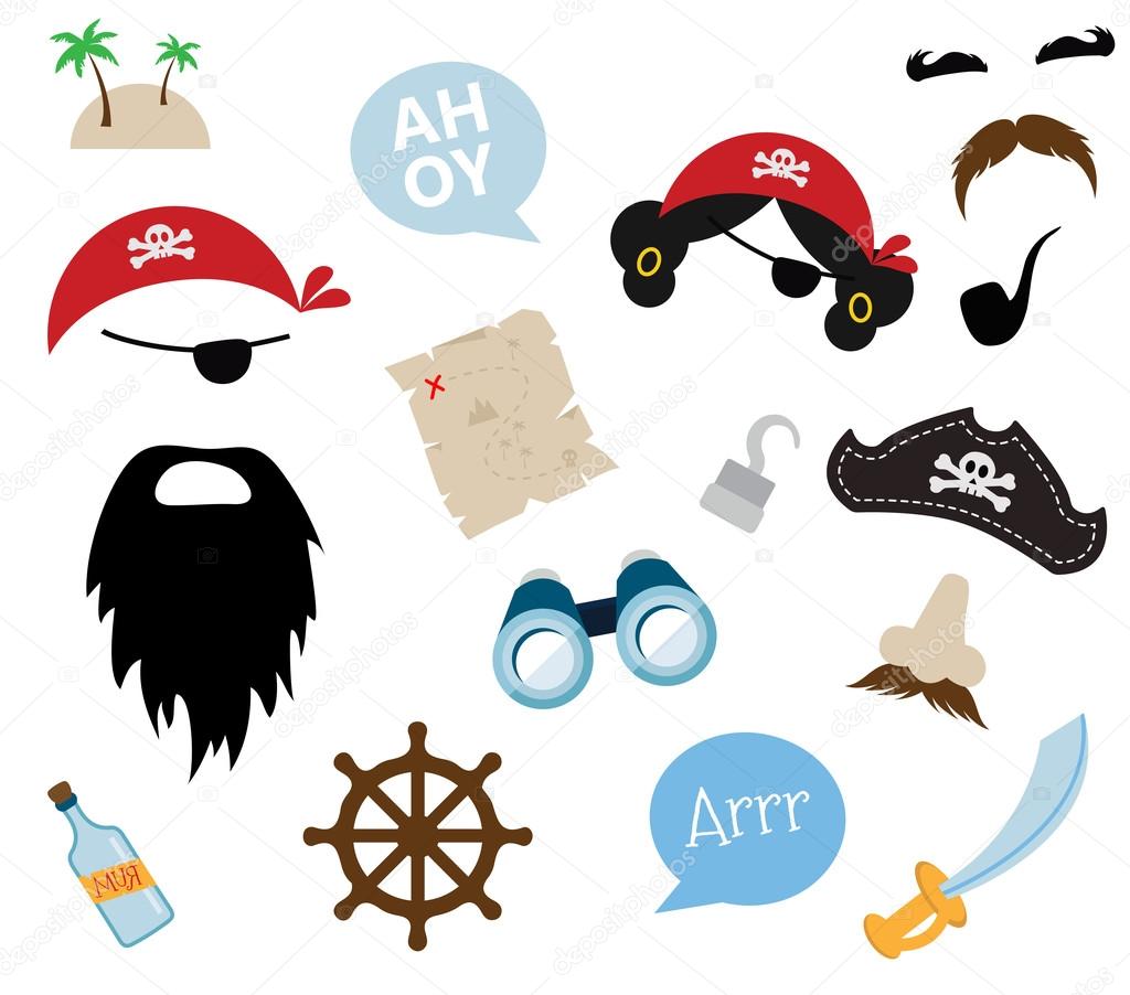 A colorful vector Theme of Pirate. equipments, props and icons