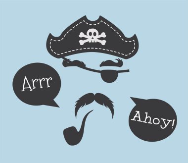 Pirate head symbols with skull and crossed bones clipart