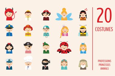 farklı kostümler giymiş çocuklar .