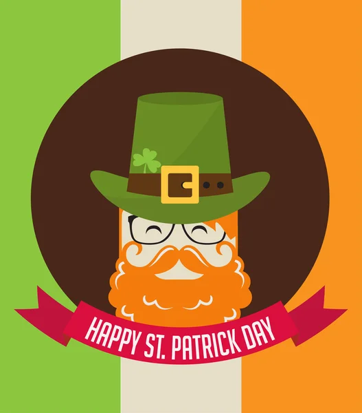 Leprechaun bonito dos desenhos animados com cerveja. Celebração do Dia de St. Patricks . — Vetor de Stock