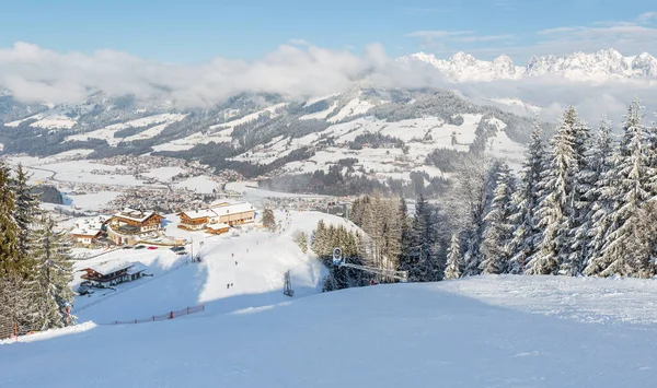 Blick Auf Die Skipisten Kirchberg Tirol Teil Des Skigebiets Kitzbühel — Stockfoto