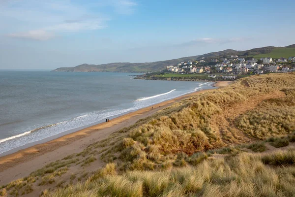 Sanddünen Strand Und Stadt Woolacombe North Devon England — Stockfoto