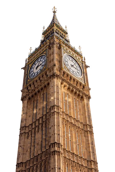 伦敦威斯敏斯特的伊丽莎白塔或大本钟 背景为白色 — 图库照片