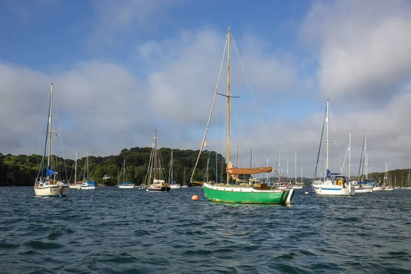 Iates Barcos Atracados Rio Helford Helford Cornwall Reino Unido — Fotografia de Stock