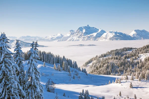 Aravis bergskedjan från Les Gets — Stockfoto