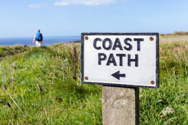Coast Path Sign in Cornwall, UK clipart