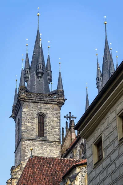 Steeples and spires of church of Mother of God before Tyn in Pra