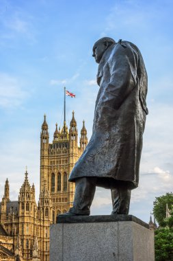 Statue of Sir Winston Churchill, Parliament Square, London clipart