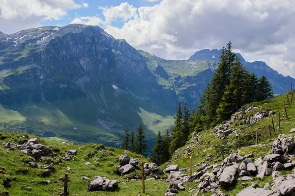 Alpská Krajina Švýcarsku Pořízeno Poblíž Vesnice Muotathal Kantonu Schwyz — Stock fotografie