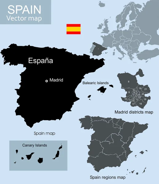 Spanje vector kaart — Stockvector