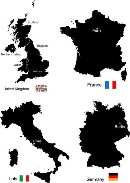 United Kingdom, France, Italy and Germany — Stock Vector