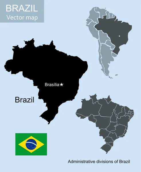 Vector illustration of Brazil geographic map — Stock Vector