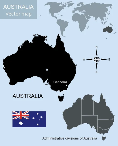 Australie carte géographique — Image vectorielle