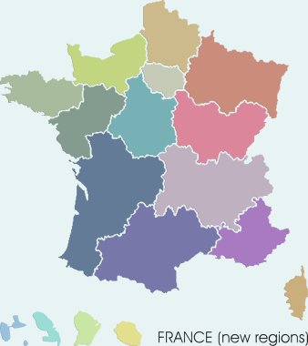 France map, new regions clipart