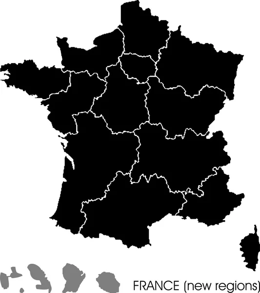 Francia mappa, nuove regioni — Vettoriale Stock