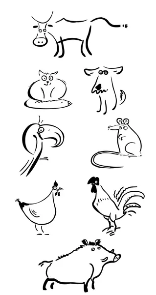 Ensemble d'animaux drôles — Image vectorielle