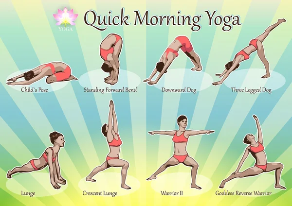 Quick Morning Yoga — Stock Vector