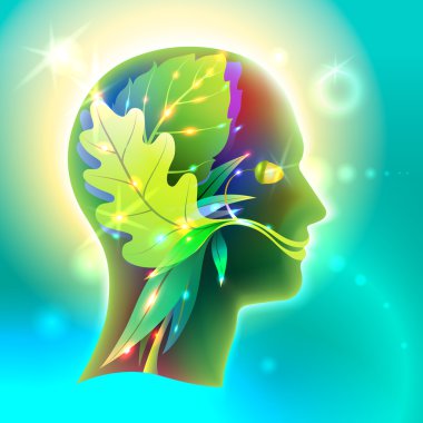 Profile of the head of man as nature clipart