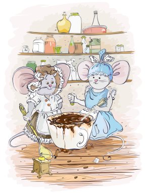 Mouses cook chocolate clipart