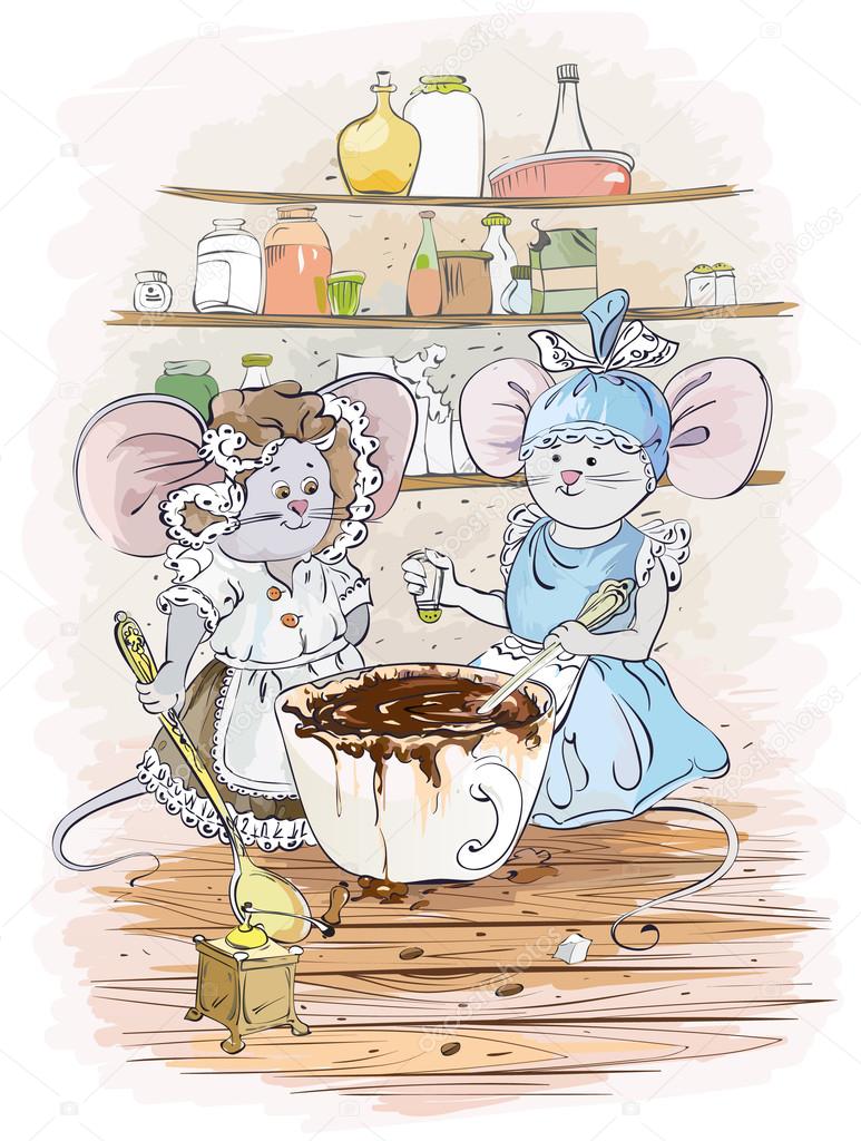 Mouses cook chocolate