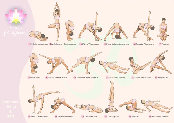 Yoga für Anfänger am ersten Tag — Stockvektor