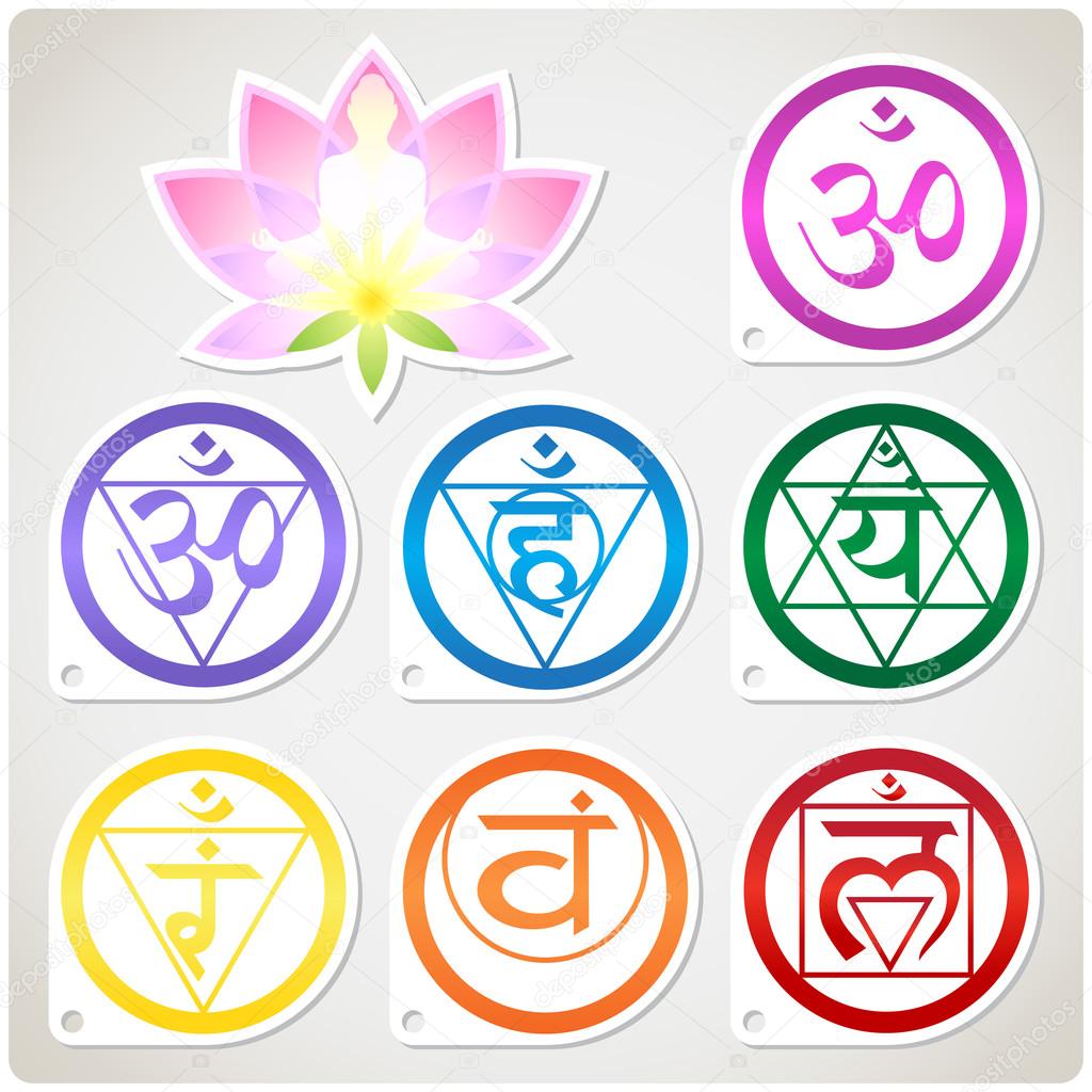 Chakras Set and Lotus