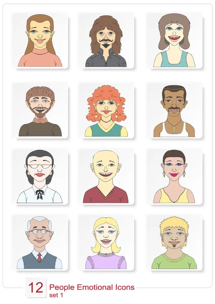 Conjunto de personas emocionales iconos color — Archivo Imágenes Vectoriales