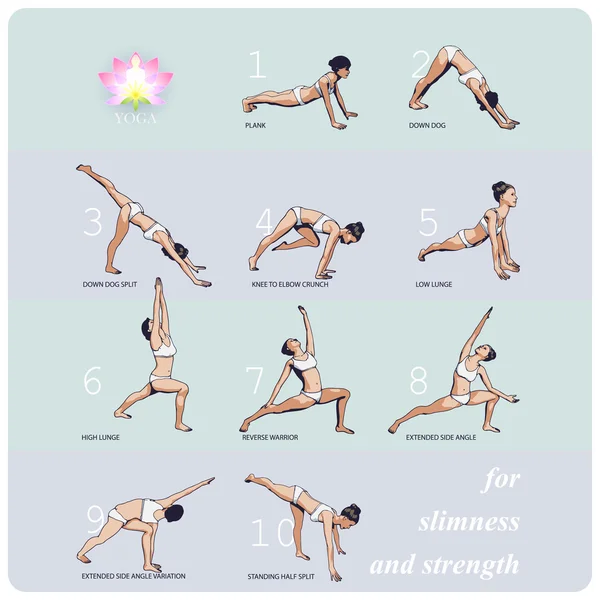 YOGA para delgadez y fuerza — Vector de stock