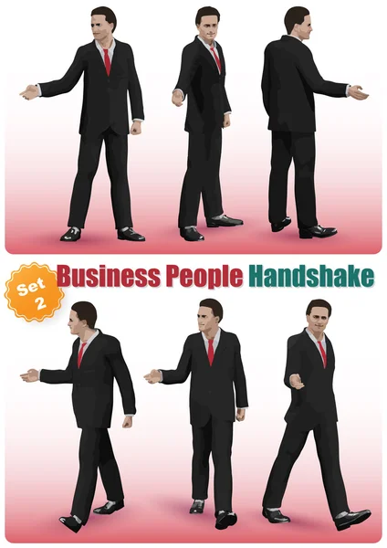 Masculino Negócios Pessoas Handshake Set 2 — Vetor de Stock