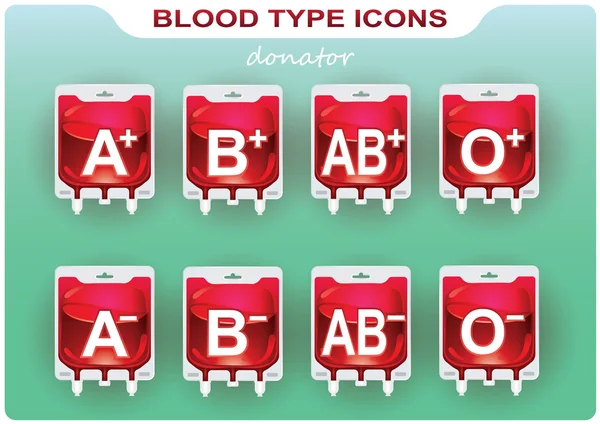 Krevní skupiny ikony — Stockový vektor