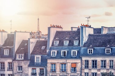 Eyfel kulesiyle Paris 'in çatıları