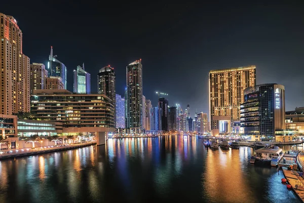 Dubai Marina Emiratos Árabes Unidos Por Noche — Foto de Stock