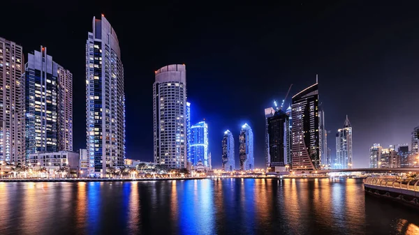 Dubai Marina Por Noche Emiratos Árabes Unidos —  Fotos de Stock