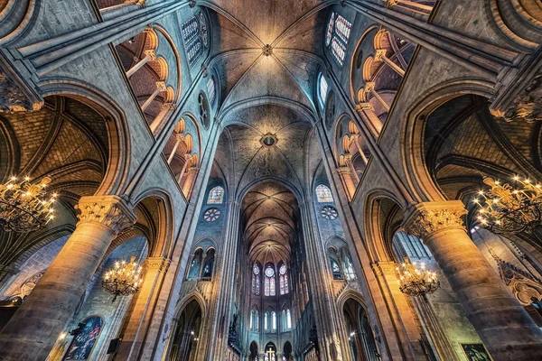 All Interno Della Cattedrale Notre Dame Parigi — Foto Stock