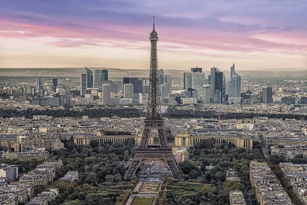 Panorama Paris Coucher Soleil — Photo