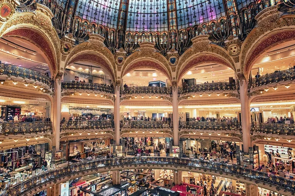 September 2018 Boulevard Haussmann Parijs Frankrijk Galeries Lafayette Winkelcentrum Parijs — Stockfoto