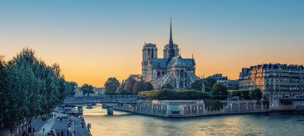 Cathédrale Notre Dame Paris Coucher Soleil — Photo