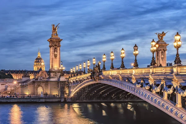 Alexandre Iii Brug Parijs Bij Zonsondergang — Stockfoto