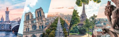 Paris Şehri, ünlü simgeler kolajı.