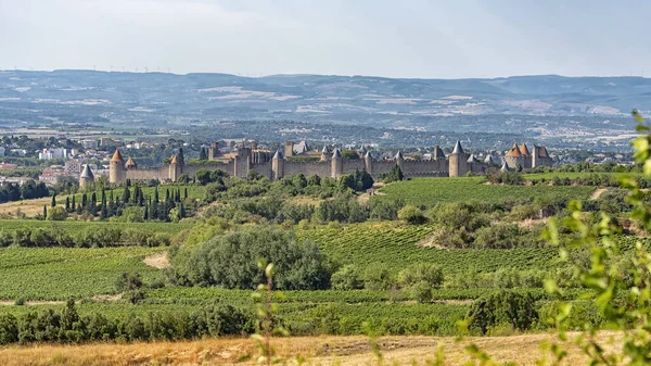 Uitzicht Middeleeuwse Binnenstad Van Carcassonne Frankrijk — Stockfoto