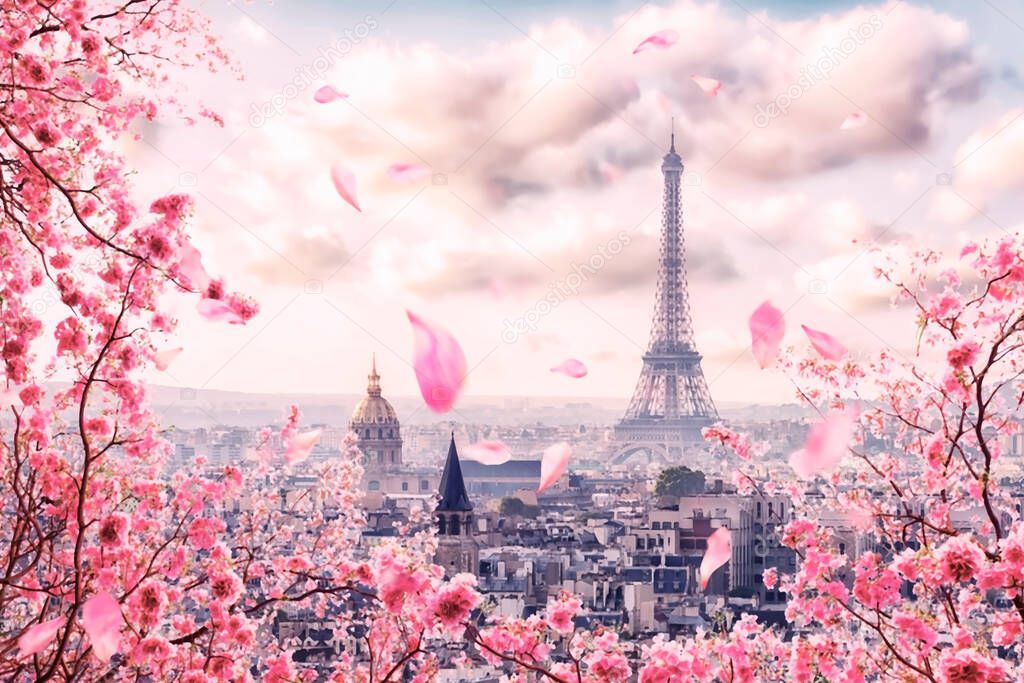 Romantic Paris City in spring