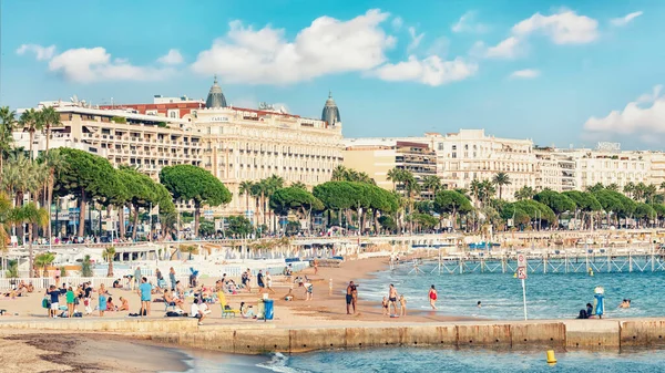 Cannes Vista Praia Riviera Francesa — Fotografia de Stock