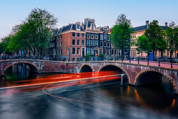Amsterdam Stad Avond Nederland — Stockfoto